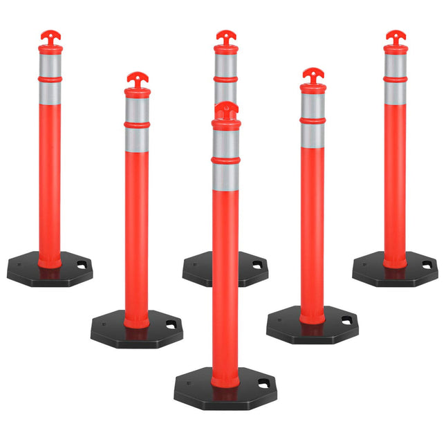 45" Delineator Post Cone, 6 Pack Traffic Cone Safety Barrier with 4" Reflective Collars - GoplusUS