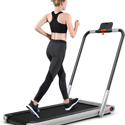 2 in 1 Folding Treadmill, 2.25HP Under Desk Electric Superfit Treadmill - GoplusUS