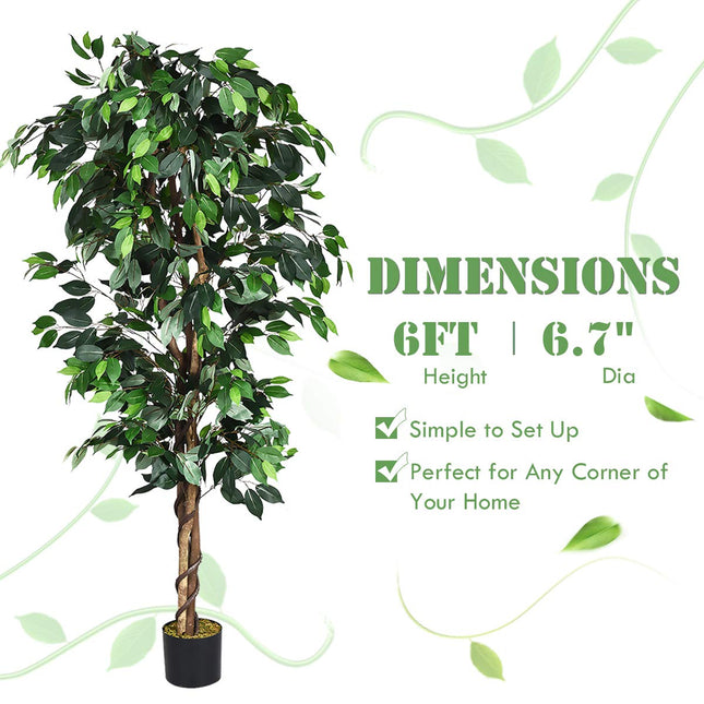 4/5.5/6FT FICUS Silk Leaf Artificial Tree - GoplusUS