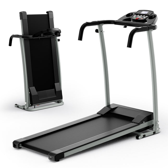 Folding Treadmill, Electric Running Machine with LED Display and Mobile Phone Holder