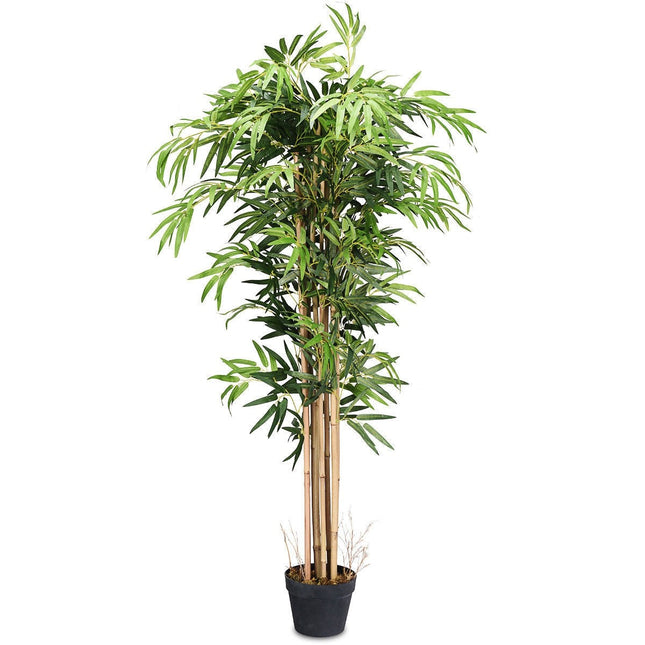 Fake Bamboo Tree Artificial Greenery Plants in Nursery Pot Decorative Trees for Home - GoplusUS