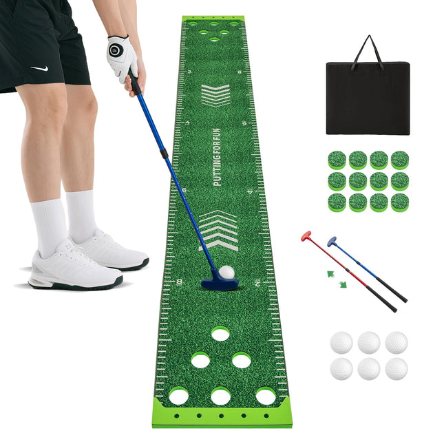 Goplus Golf Pong Game Set with 2 Adjustable Putters & 6 Balls