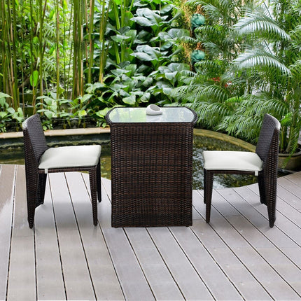 Wicker Bistro Set, Rattan Furniture Set 3 Piece Dining Table