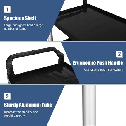 3-Tier Rolling Utility Cart with Wheels - GoplusUS