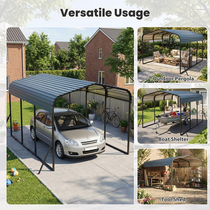 Goplus 10 x 14.5 FT Heavy-Duty Carport Outdoor Galvanized Steel Garage Car Shelter