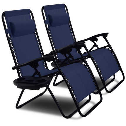 Goplus 2PC Zero Gravity Chairs Lounge Patio Folding Recliner - GoplusUS