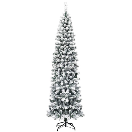 Goplus Artificial Snow Flocked Christmas Tree, Slim Xmas Snowy Tree for Indoor and Outdoor Use - GoplusUS