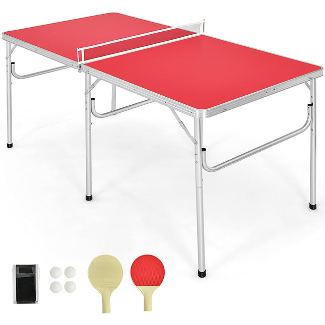 Goplus Portable Tennis Table, 100% Preassembled,2 Table Tennis Paddles and Ping Pong Balls - GoplusUS