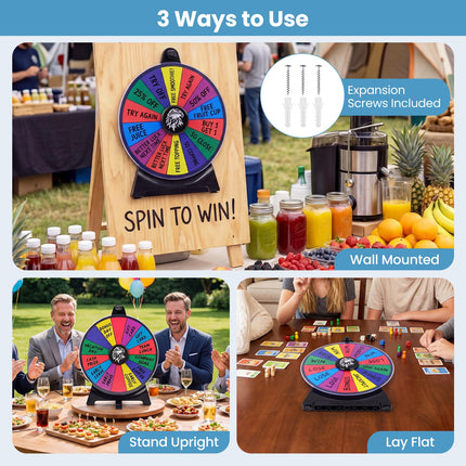 Goplus 12/20 inch Spinning Prize Wheel with Blackboard Marker Eraser & Spare Pointer