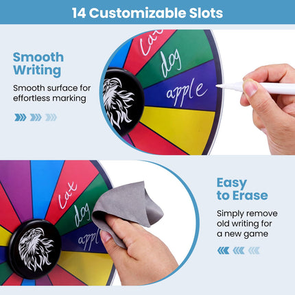 Goplus 12/20 inch Spinning Prize Wheel with Blackboard Marker Eraser & Spare Pointer