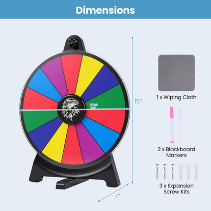 Goplus 12/20 inch Spinning Prize Wheel with Blackboard Marker Eraser & Spare Pointer