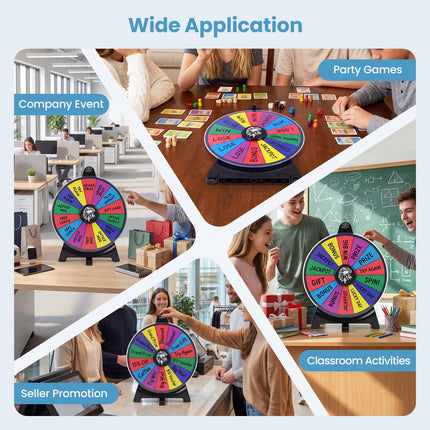 Goplus 12/20 inch Spinning Prize Wheel with Blackboard Marker Eraser & Spare Pointer