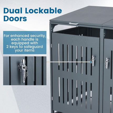 Goplus Garbage Can Hider Outdoor with 2 Lockable Doors Gas Struts & Shock Absorbers (52"x32"x49.5")