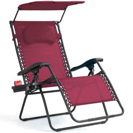 Goplus Folding Zero Gravity Lounge Chair Wide Recliner for Outdoor Beach Patio Pool w/Shade Canopy - GoplusUS