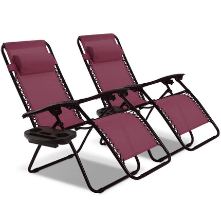 Goplus 2PC Zero Gravity Chairs Lounge Patio Folding Recliner - GoplusUS
