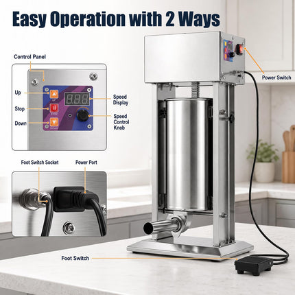 Goplus Electric Sausage Stuffer with 4 Stuffing Tubes | Vertical Sausage Making Machine (10L/12L/15L)