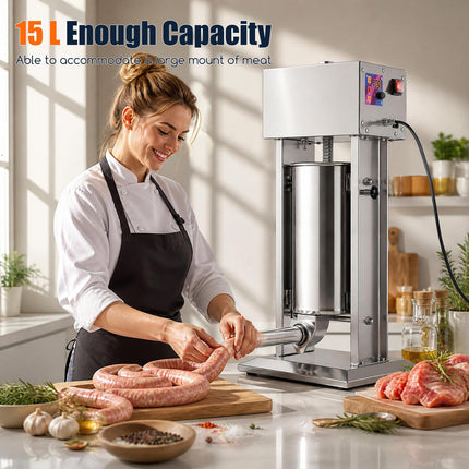 Goplus Electric Sausage Stuffer with 4 Stuffing Tubes | Vertical Sausage Making Machine (10L/12L/15L)