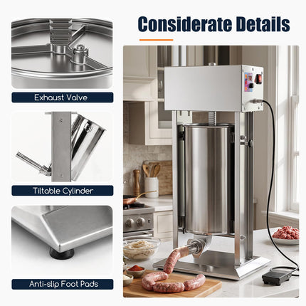 Goplus Electric Sausage Stuffer with 4 Stuffing Tubes | Vertical Sausage Making Machine (10L/12L/15L)