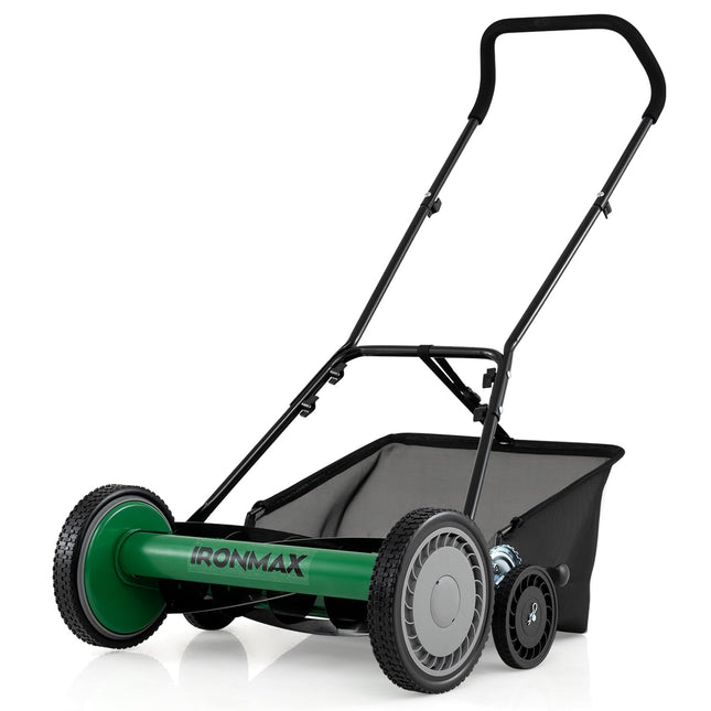 Goplus 18Inch Manual Lawn Mower Quiet No-Motor Walk-Behind Mower for Yard