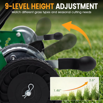 Goplus 18Inch Manual Lawn Mower Quiet No-Motor Walk-Behind Mower for Yard