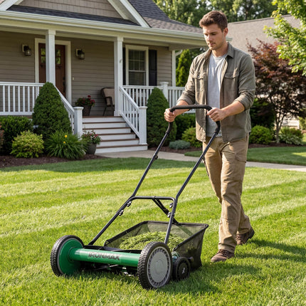 Goplus 18Inch Manual Lawn Mower Quiet No-Motor Walk-Behind Mower for Yard