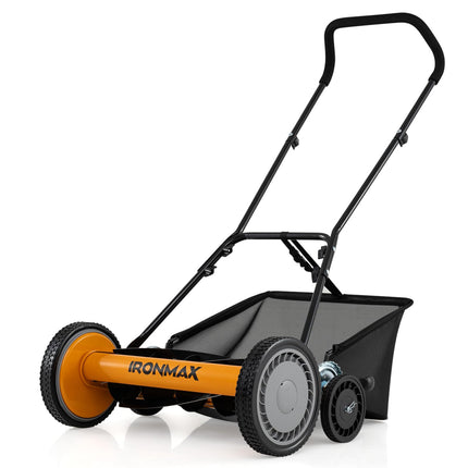 Goplus 18Inch Manual Lawn Mower Quiet No-Motor Walk-Behind Mower for Yard