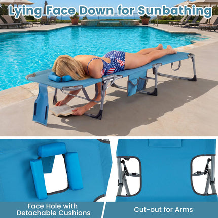 Folding Beach Lounge Chair w/ 4-Position Adjustable Backrest