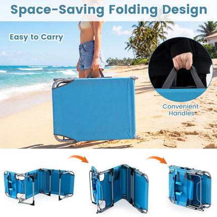 Folding Beach Lounge Chair w/ 4-Position Adjustable Backrest