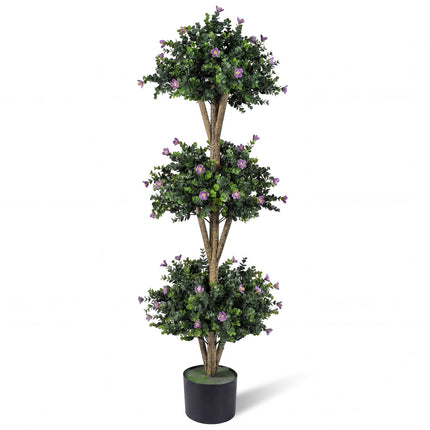 Goplus 3 FT Artificial Double Ball Boxwood Topiary Tree Set of 1/2