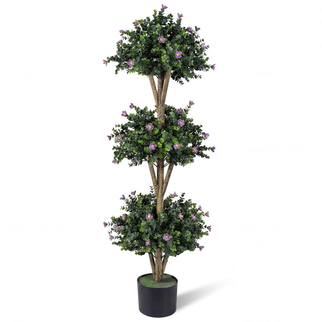 Goplus 3 FT Artificial Double Ball Boxwood Topiary Tree Set of 1/2