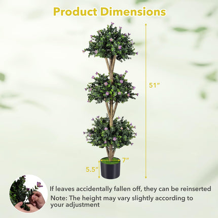 Goplus 3 FT Artificial Double Ball Boxwood Topiary Tree Set of 1/2
