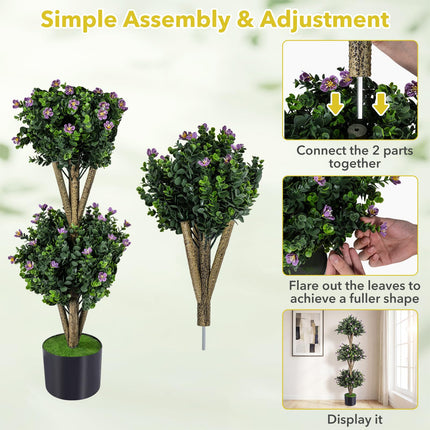 Goplus 3 FT Artificial Double Ball Boxwood Topiary Tree Set of 1/2