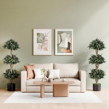 Goplus 3 FT Artificial Double Ball Boxwood Topiary Tree Set of 1/2
