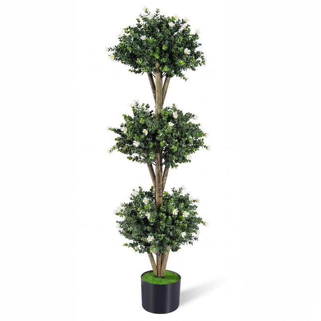 Goplus 3 FT Artificial Double Ball Boxwood Topiary Tree Set of 1/2