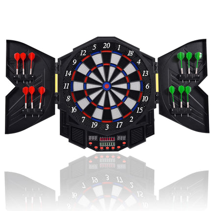 Professional Electronic Dart Board Cabinet Set Dartboard Game Room LED Display