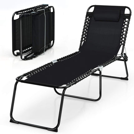 Folding Beach Lounge Chair Black/Gray) - GoplusUS