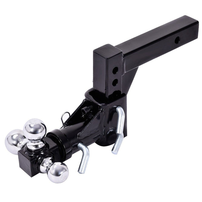 Triple Ball Swivel Adjustable Drop Turn Trailer Tow Hitch Mount for 2" Receiver
