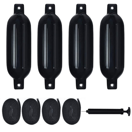 4 Pack Marine Boat Fender, Ribbed Inflatable Marine Bumper - GoplusUS