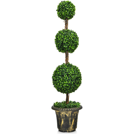 3 Ft /4 Ft Artificial Boxwood Topiary Tree, Fake Greenery Plants Ball Tree - GoplusUS