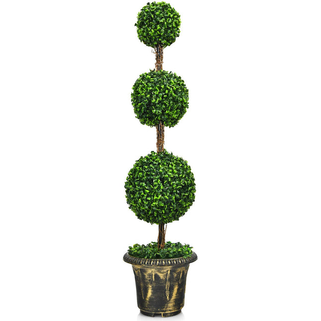 3 Ft /4 Ft Artificial Boxwood Topiary Tree, Fake Greenery Plants Ball Tree - GoplusUS