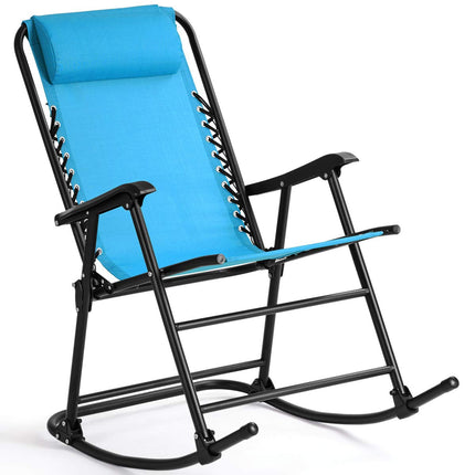Folding Rocking Chair Recliner Headrest Patio Pool Yard Outdoor - GoplusUS