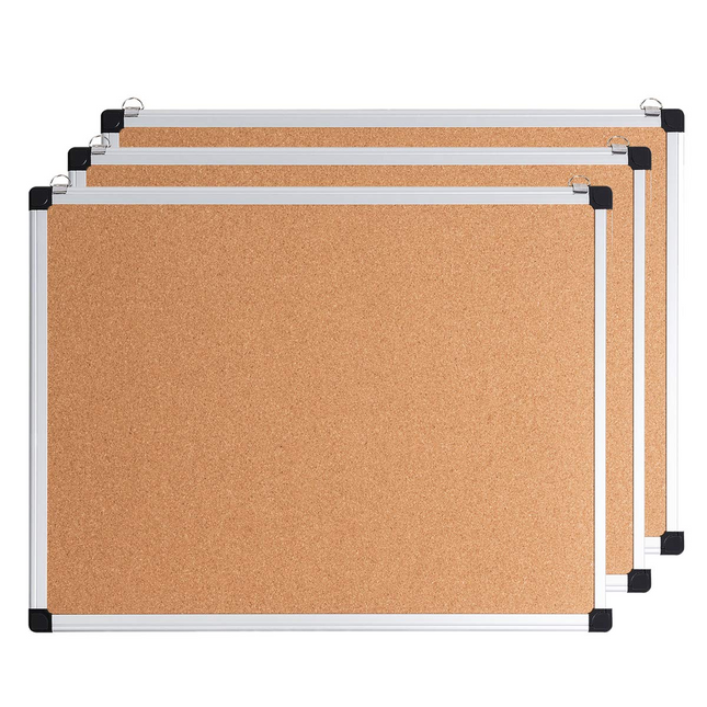 Cork Board, Bulletin Board, 18 x 24 3 Pack Aluminum Framed Cork Notice Pin Board Memo Board - GoplusUS