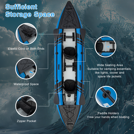 Goplus 12.5 ft Inflatable Tandem Kayak | 1-2 Person Canoe | 507 lbs Capacity | Includes All Accessories & Carry Bag