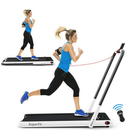 2 in 1 Folding Treadmill, 2.25HP Under Desk Electric Superfit Treadmill - GoplusUS