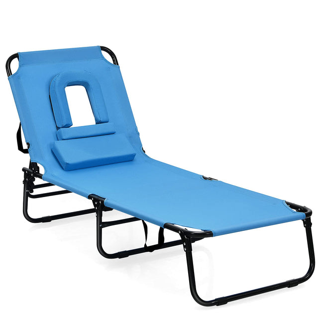 Folding Lounge Chair for Beach Poolside Balcony Patio - GoplusUS