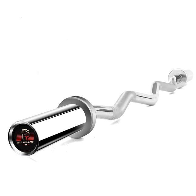 400Lbs Olympic EZ Curl Bar for Strength Training, 48" Solid Steel Barbell Weight Lifting Bar - GoplusUS
