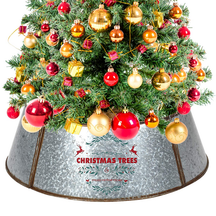 Galvanized Metal Christmas Tree Collar Easy Set Up, 30-Inch Diameter Base - GoplusUS