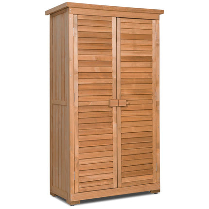Outdoor Storage Shed Wooden Shutter Design Fir Wood Lockers for Garden Yard - GoplusUS