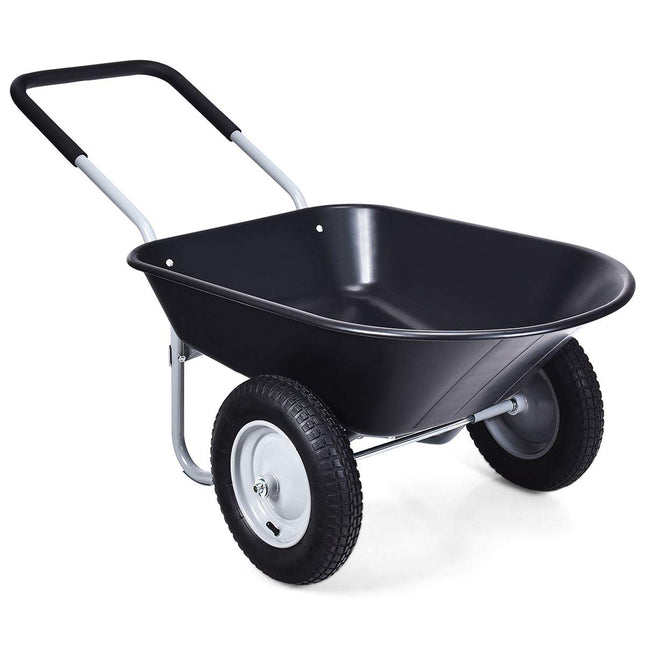 Goplus Dual Wheel Wheelbarrow, Heavy Duty Garden Cart, 330 lbs Capacity Utility Cart - GoplusUS