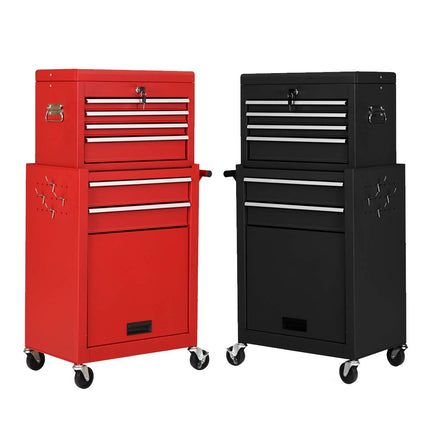 2PCS Rolling Tool Chest, 6-Drawer Toolbox Set of 2 - GoplusUS